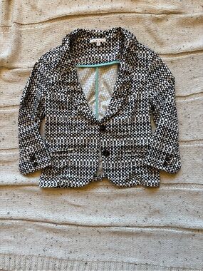 Cabi Du Jour Blazer Women’s 6 Geometric Circle Print Black White Style #298